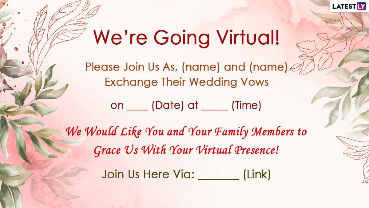 Virtual Wedding Invitation Card Format With Messages: Free Photos and