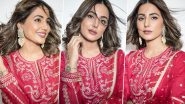 Hina Khan Looks Ravishing in Red as She Flaunts Her Charming Traditional Suit (View Pics)