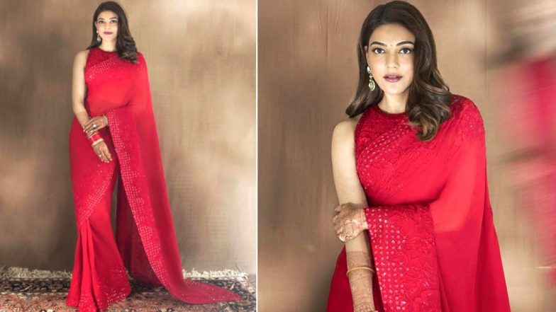 Kajal Aggarwal Stuns in a Manish Malhotra Sequin Saree for Her First Karwa Chauth (View Pic)