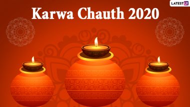Happy Karwa Chauth Moon 2020 Messages After Moon Sighting Today: WhatsApp Stickers, Facebook Greetings, Images and SMS to Send Wishes of Karva Chauth Chand Darshan