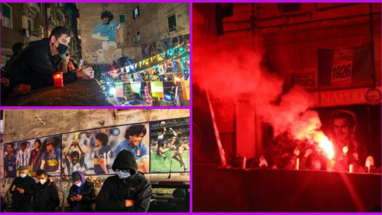 Diego Maradona Dies At 60: Fans Gather in Naples to Mourn the Death of Former Napoli Star (See Pics and Videos)