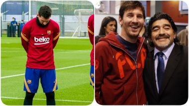 Lionel Messi Gets Emotional While Mourning the Death of Diego Maradona, Barcelona Pays Tribute to Late Football Star