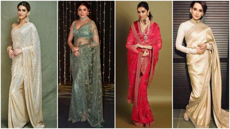 Karwa Chauth 2020: From Deepika Padukone's Traditional Red to Anushka Sharma's Sheer Green, Different Saree Looks that You Can Wear on this Special Day (View Pics)