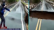 Fox 46 Reporter Narrowly Escapes as Portion of Bridge Falls During Live TV Coverage of Floods in North Carolina (Watch Video)