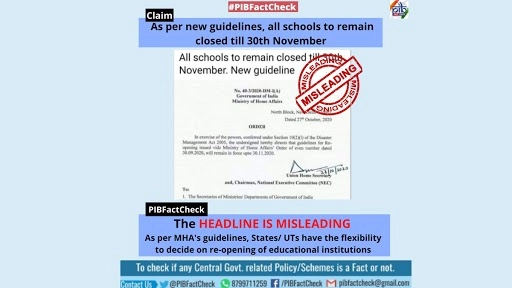 Schools in India to Remain Closed Till November 30? PIB Reveals Truth Behind Misleading Post