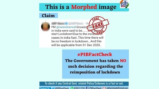 Lockdown to Be Re-Imposed Across India From December 1 Due to the Growing Number of COVID-19 Cases? PIB Fact Check Debunks Fake News, Reveals Truth Behind Viral Tweet