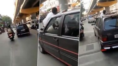 Pune Traffic Cop Dragged On Car’s Bonnet by Miscreant in Pimpri-Chinchwad Area After He Tried to Stop the Vehicle (Watch Video)