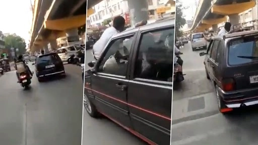 Pune Cop Dragged On Car’s Bonnet in Chinchwad After He Tried to Stop the Vehicle (Watch Video)