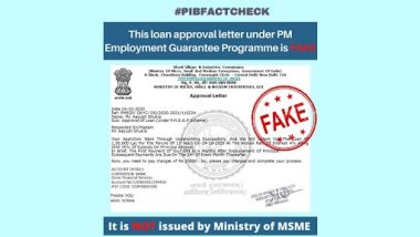 MSME Ministry Granting Loan and Requesting Rs 1000 As Processing Fee? PIB Reveals Truth Behind Fake Approval Letter