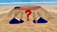 Sudarsan Pattnaik&rsquo;s Sand Art Shows Donald Trump and Joe Biden Facing Each Other With Question Mark Depicting Dilemma Over Who Will Win US Elections 2020; See Pics