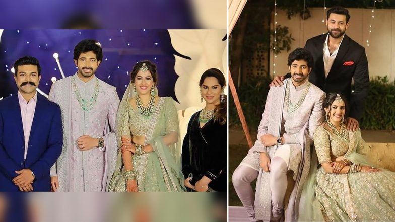 Photos From Niharika Konidela – Chaitanya JV’s Wedding Reception Surface Online! Varun Konidela, Ram Charan, Upasana Kamineni Konidela And Others Pose With The Newlyweds