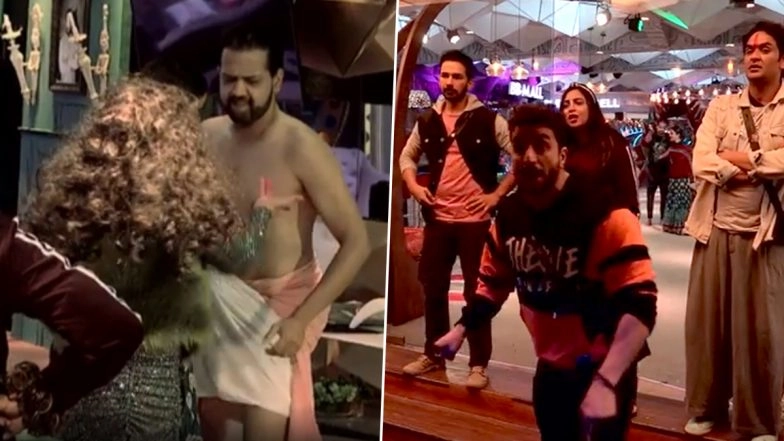 Bigg Boss 14: Rakhi Sawant Tears Rahul Mahajan’s Dhoti in a Prank Gone Far (Watch Video)