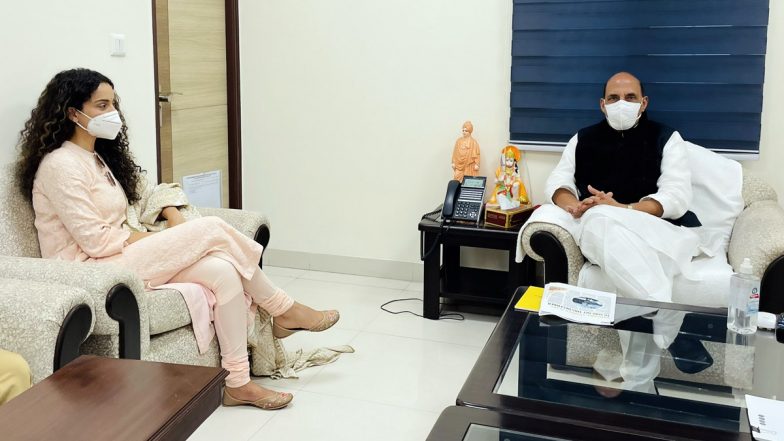 Kangana Ranaut Meets Defence Minister Rajnath Singh, Seeks Blessings for Upcoming Film Tejas