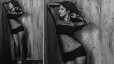 Mouni Roy Strikes a Sexy Pose in Mesh Outfit for These Gorgeous Black and White Pics