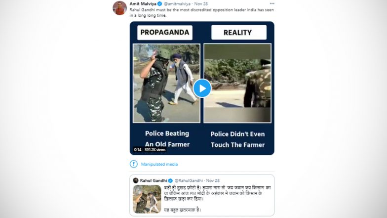 Amit Malviya's Tweet Marked by Twitter as 'Manipulated Media'; BJP IT Cell Head's 'Propaganda Vs Reality' Attack on Rahul Gandhi Backfires