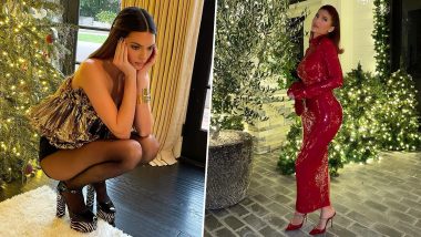Kylie Jenner Turns Mrs Claus, Sister Kendall Shines as Disco Ball For Christmas 2020, Check Their Glam Holiday Party Ensembles in Pics