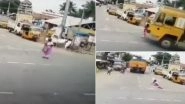 Miracle! Elderly Woman in Tamil Nadu Escapes Unhurt After Being Run Over by Truck (Watch Video)