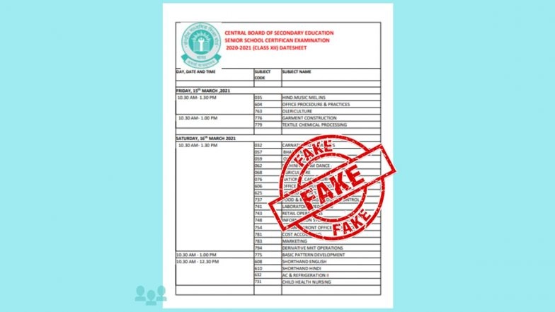 CBSE Exams 2021 Dates and Schedule Not Released, Datesheet of Class 12th Examination Circulating on Social Media is 'Fake': Official Notice