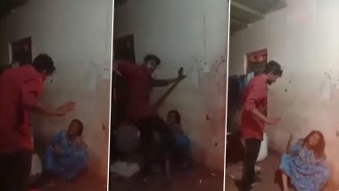 Kerala Shocker: Video of Man Brutally Beating Mother in Thiruvananthapuram Goes Viral, Accused Held