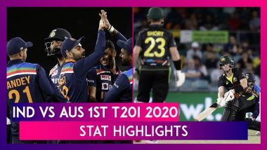 India vs Australia Stat Highlights 1st T20I: Visitors Take 1-0 Lead in Series After 11-Run Win