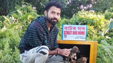 'BAATOR GHOR': Assam Youth Abhijit Dowarah Builds Tiny Houses for Stray Dogs Using Discarded TV Sets (See Pics)