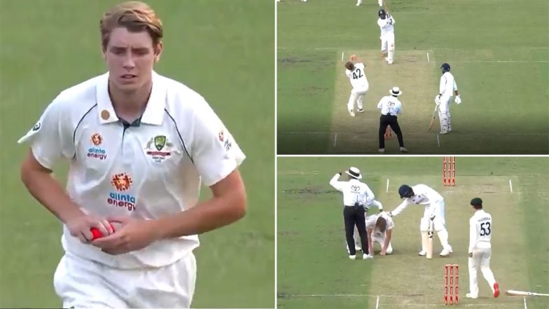 Mohammed Siraj Wins Hearts for Checking on Cameron Green After Youngster Was Hit on the Head During India A vs Australia A Pink Ball Practice Match (Watch Video)
