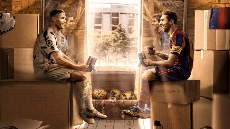 Cristiano Ronaldo, Lionel Messi Set to Resume Rivalry; Barcelona Share Creative Doodle of Both Superstars Ahead of BAR vs JUV UEFA Champions League 2020–21 Match
