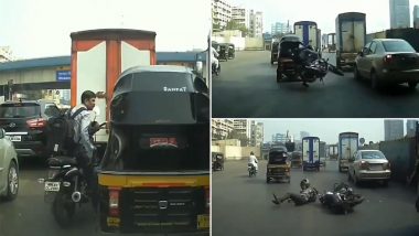 Mumbai Road Rage Video: Man Rams His Autorickshaw Into Bike After Heated Argument With Biker