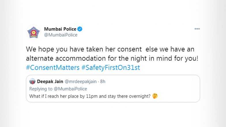 Mumbai Police's Tweet on Consent Warning of New Year's Eve Celebrations is Impressing Netizens 