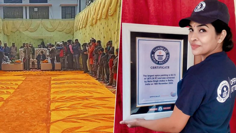 Neha Singh of Banaras Hindu University Makes It to Guinness World Records by Creating World’s Largest Painting Using Natural Colours