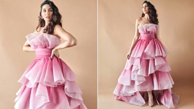 Nora Fatehi Looks Like a Modern-Day Princess in a Pink Strapless Floor-Sweeping Gown From Marchesa (View Pics)