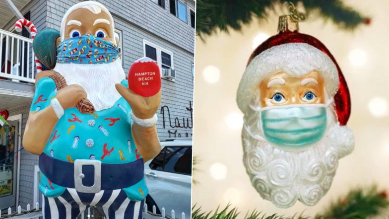 Christmas 2020: Santa Claus Wearing Facemasks Are Ready for the Festive Season Following Hygiene Practices (See Pictures)