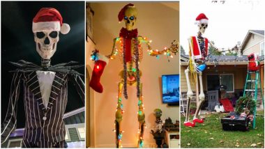 Merry Christmas or Scary Christmas? People Are Reusing Giant Skeletons From Halloween For Xmas 2020 Decorations and It Will Lift Up Your Holiday 'Spirits' (See Pictures)