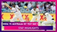 IND vs AUS 1st Test 2020 Day 1 Stat Highlights: Hosts in Control Despite Virat Kohli&rsquo;s Half-Century