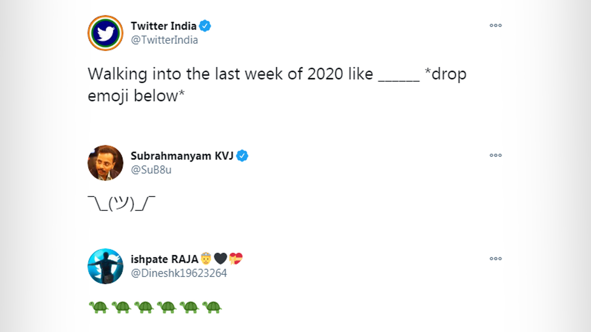 Viral News | Twitter India's Tweet on Emoji For 'Walking Into The Last Week  of 2020 Like...' Gets Funny Replies | 👍 LatestLY