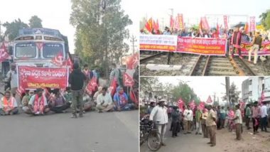Bharat Bandh Latest Updates: Anti-Farm Laws Protests And Shutdown in Punjab, West Bengal, AP, Odisha & Other States; Protesters Stop Trains, Block Railway Tracks, Highways