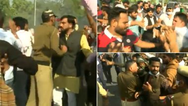 Bharat Bandh: Clash Erupts Between BJP Yuva Morcha & NSUI Members Outside BJP Office in Jaipur (Watch Video)