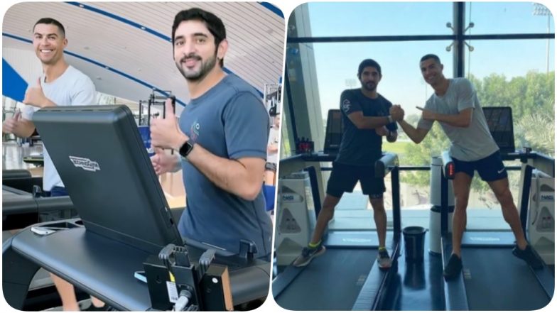 Cristiano Ronaldo Flies to Dubai for Winter Break, Sweats it Out in the Gym With His Highness Sheikh Hamdan bin Mohammed bin Rashid Al Maktoum (Watch Video)