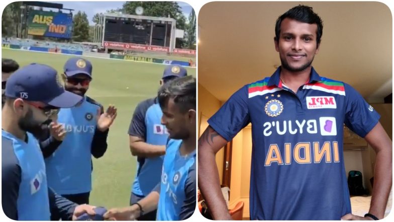 T Natarajan Makes India Debut, Virat Kohli Hands Pacer ODI Cap At the Start of IND vs AUS 3rd ODI 2020 in Canberra; Shashi Tharoor and Others React (Watch Video)