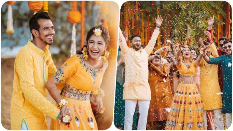 Yuzvendra Chahal & Dhanashree Verma’s Haldi Pictures Will Leave You With a Big Smile, Check Out Happy Photos of the Newlywed Couple