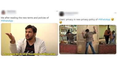 WhatsApp Updates Terms of Service & Users Start Meme-Fest on Twitter! Funny Jokes, Memes and Reactions on Facebook Owned App’s Latest Notification Are Totally Lit