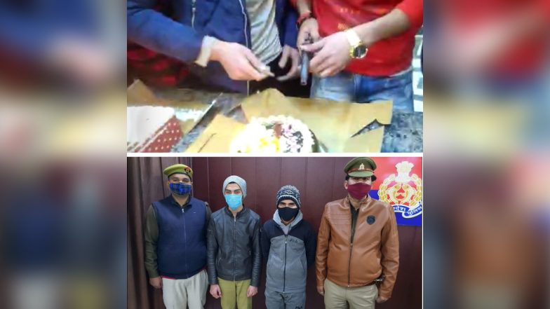 Uttar Pradesh: Two Men Cut Cake With Pistol in Hapur, Arrested After Video Goes Viral
