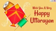 Uttarayan Images & Happy Makar Sankranti 2021 HD Wallpapers for Free Download Online: WhatsApp Messages, GIF Greetings, Quotes, SMS and Status To Celebrate Harvest Festival