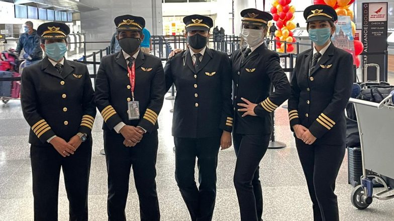 Capt Zoya Aggarwal, Capt Papagari Thanmai , Capt Akansha Sonawar, Capt Shivani Manhas Fuel Air India's AI176, World's Longest Flight, with Women Power