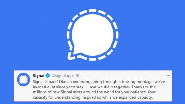 Signal Is Back! After Facing Technical Glitch for Over a Day, Messaging Service Restores Its Operations, Thanks Users Around the World for Their ‘Patience’