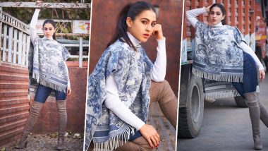 Sara Ali Khan Setting Some Winter Fashion Goals With Her Christian Dior Poncho and Suede Boots
