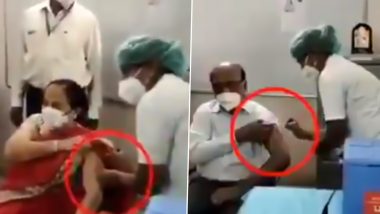 Video of Tumkur DMO And Nursing College Principal 'Pretending' to Take COVID-19 Vaccine Shots Goes Viral; Netizens Demand Answers