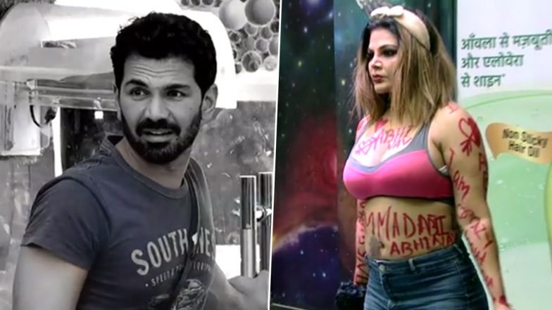 Bigg Boss 14: Rakhi Sawant Writes ‘I Love You Abhinav’ All Over Her Body; Refers to Herself As the Actor’s Girlfriend
