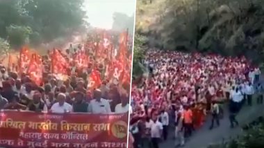 Kisan Gantantra Parade: All India Kisan Sabha and Other Farmer Organisations March from Nashik to Mumbai in Support of Farmers Agitating Against Farm Laws (Watch Video)