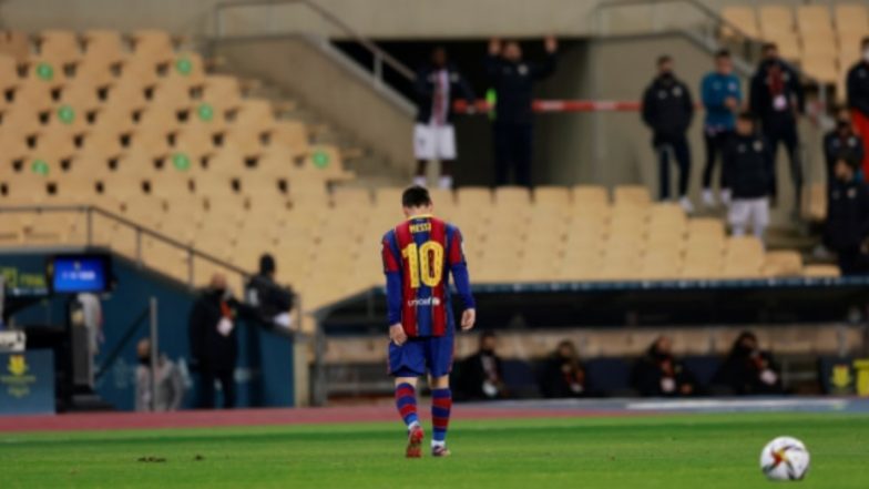 Lionel Messi Shown First Red Card of Barcelona Career During 2-3 Defeat Against Athletic Club in Spanish Super Cup 2021 Final